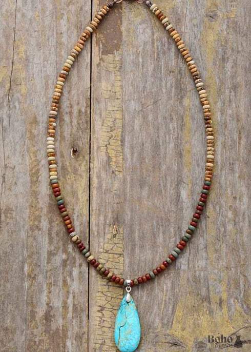 Boho Necklace, Choker Necklace, Jasper, Natural Stone
